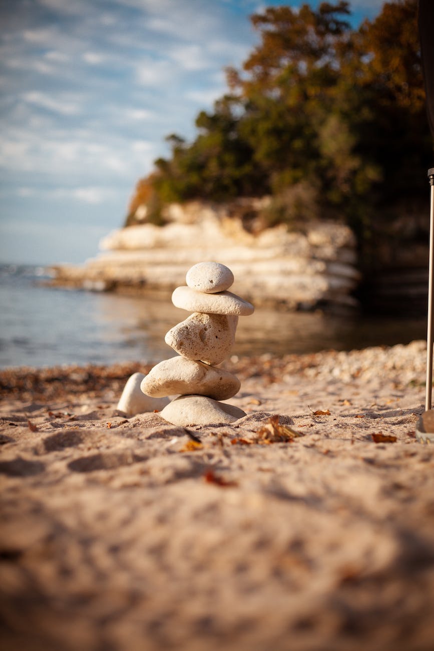 pile of stones on a beach